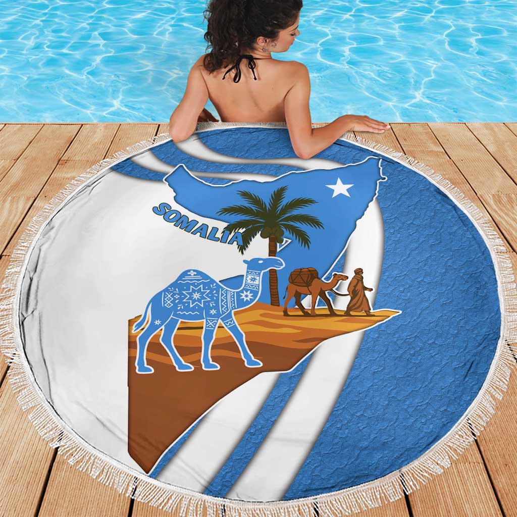 Somalia Beach Blanket with Camel Desert Map Palm Tree Heritage Spirit