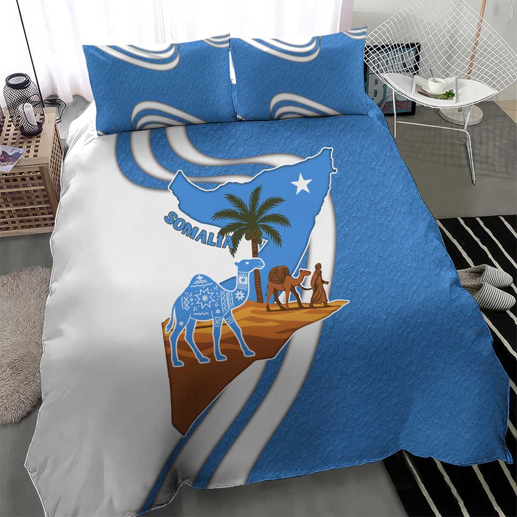 Somalia Bedding Set with Camel Desert Map Palm Tree Heritage Spirit