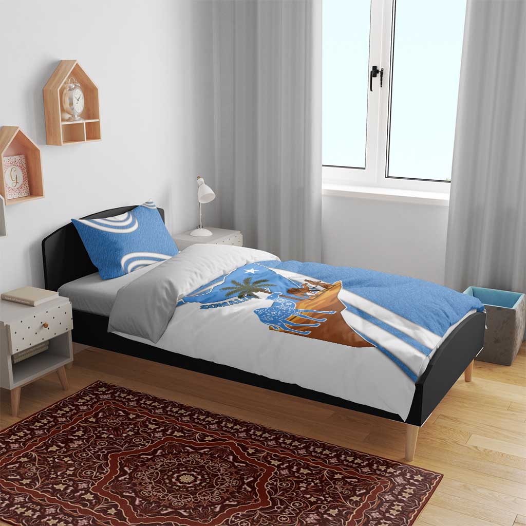 Somalia Bedding Set with Camel Desert Map Palm Tree Heritage Spirit