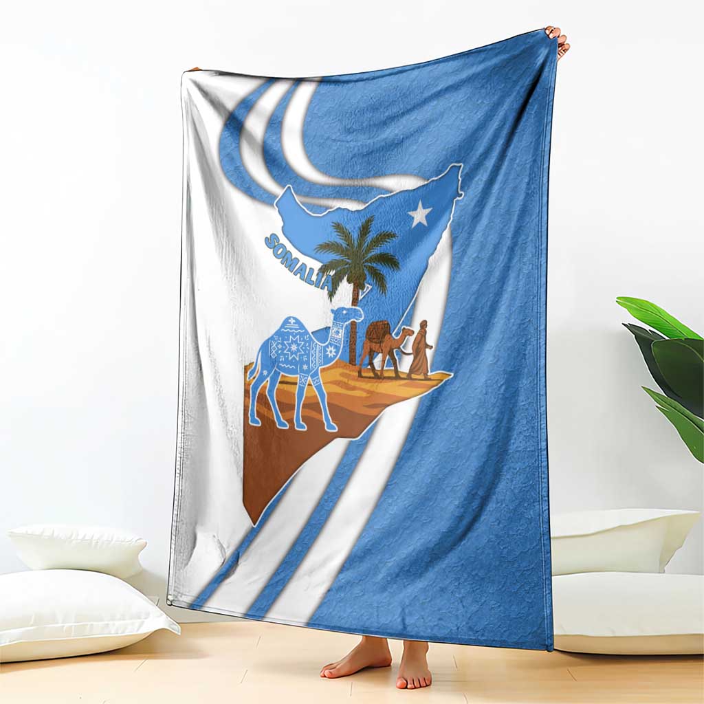 Somalia Blanket with Camel Desert Map Palm Tree Heritage Spirit