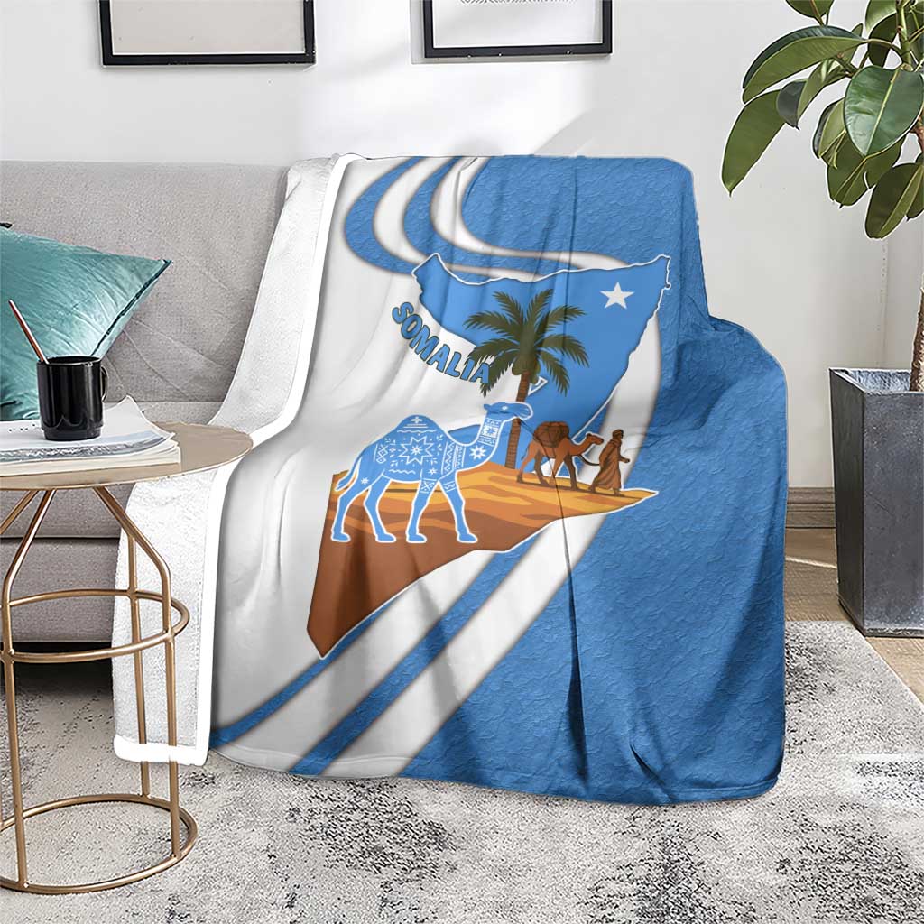 Somalia Blanket with Camel Desert Map Palm Tree Heritage Spirit