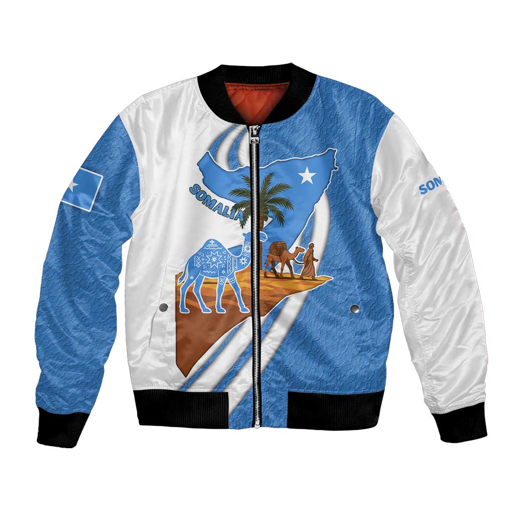 Somalia Bomber Jacket with Camel Desert Map Palm Tree Heritage Spirit