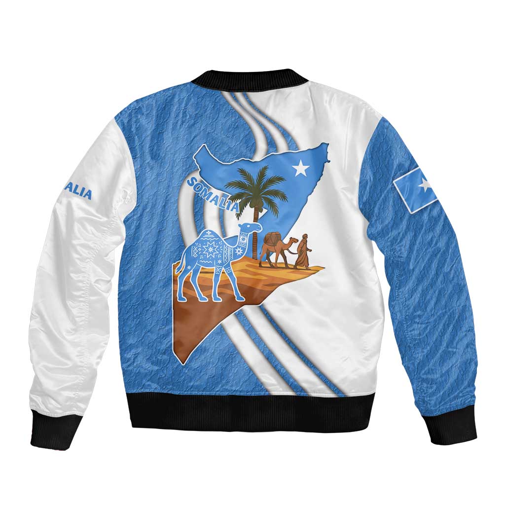 Somalia Bomber Jacket with Camel Desert Map Palm Tree Heritage Spirit
