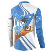 Somalia Button Sweatshirt with Camel Desert Map Palm Tree Heritage Spirit