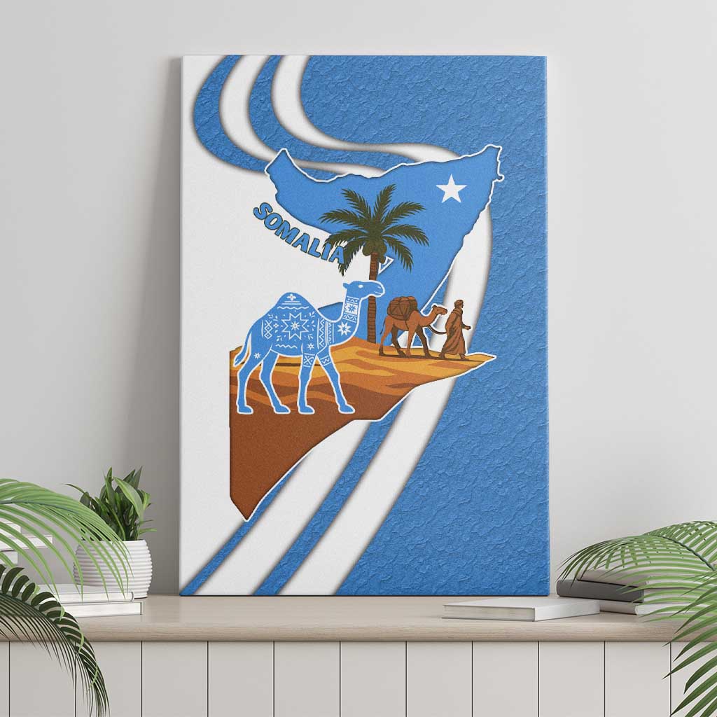 Somalia Canvas Wall Art with Camel Desert Map Palm Tree Heritage Spirit