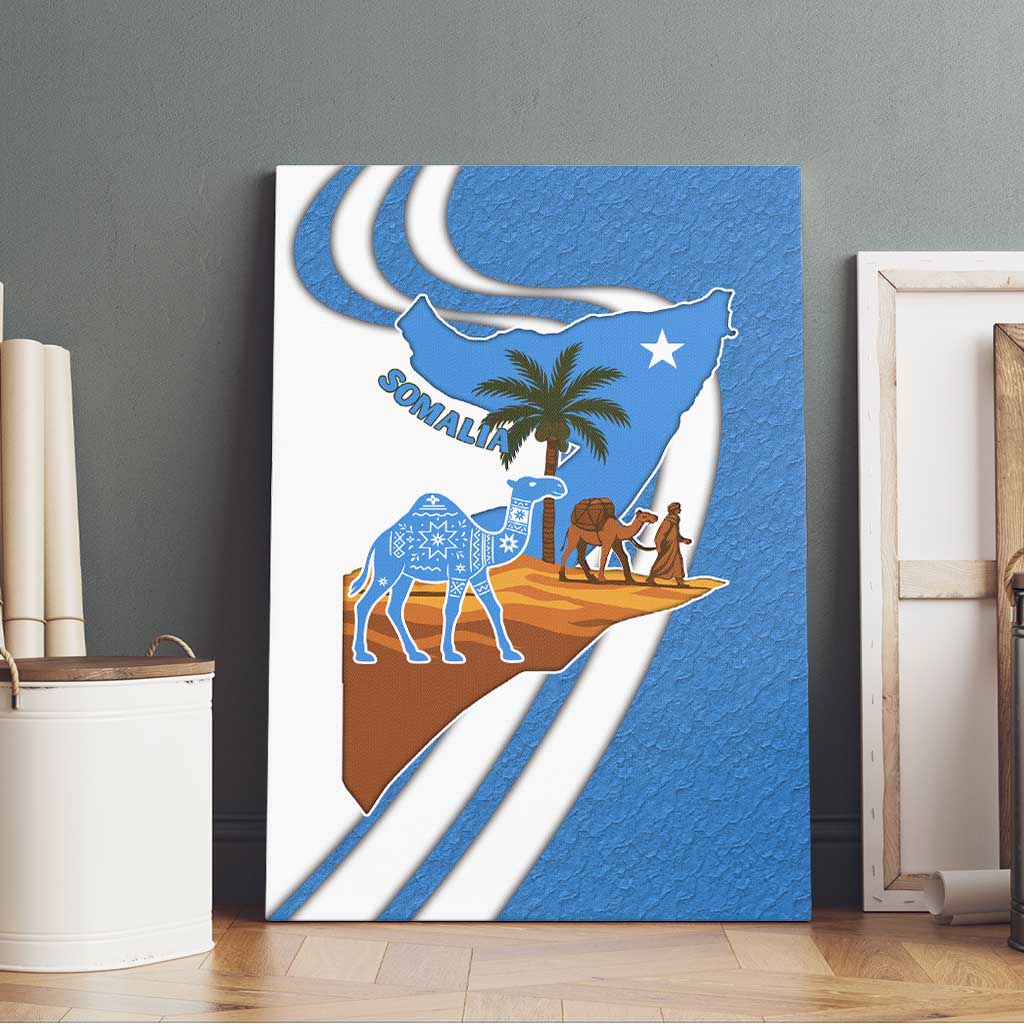 Somalia Canvas Wall Art with Camel Desert Map Palm Tree Heritage Spirit