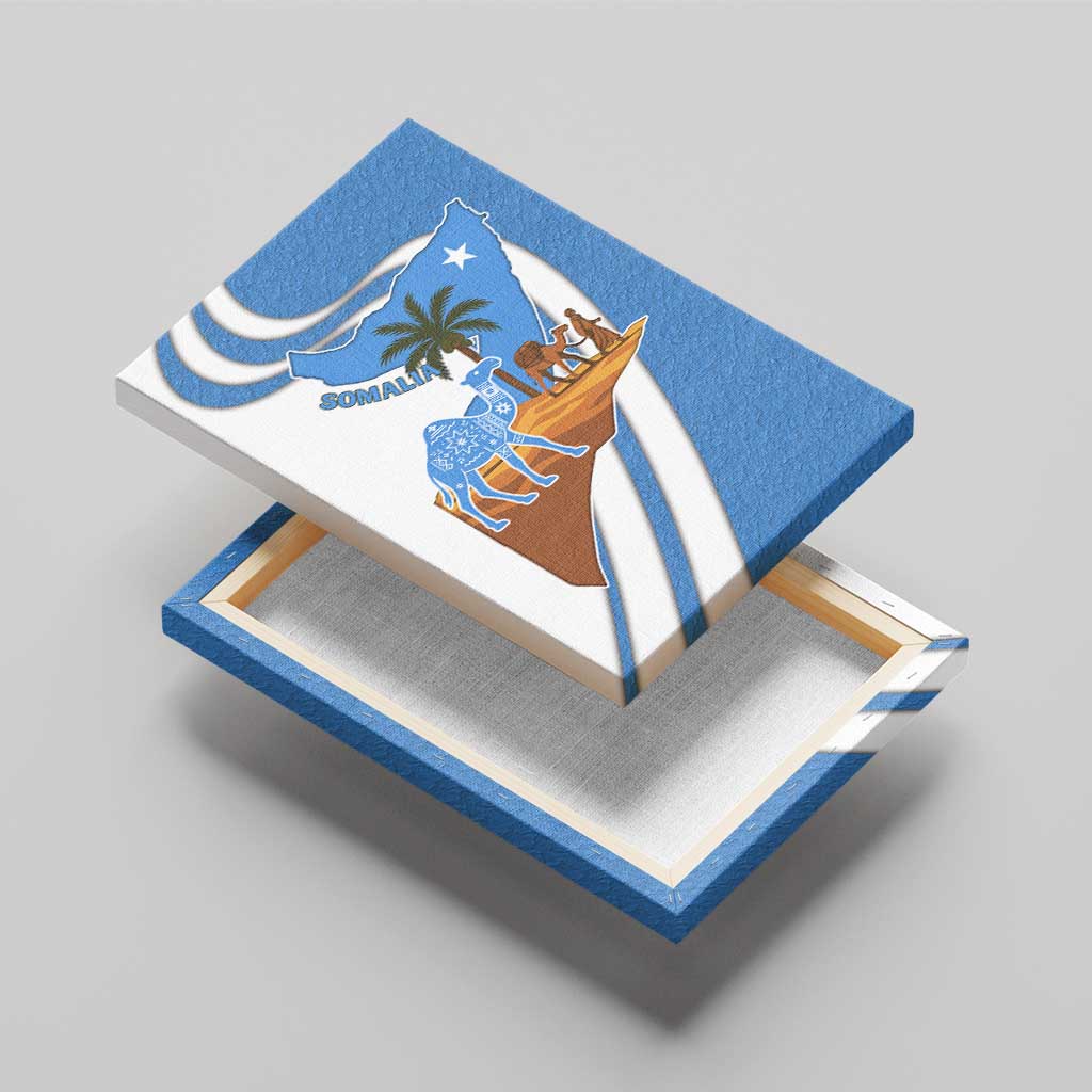 Somalia Canvas Wall Art with Camel Desert Map Palm Tree Heritage Spirit