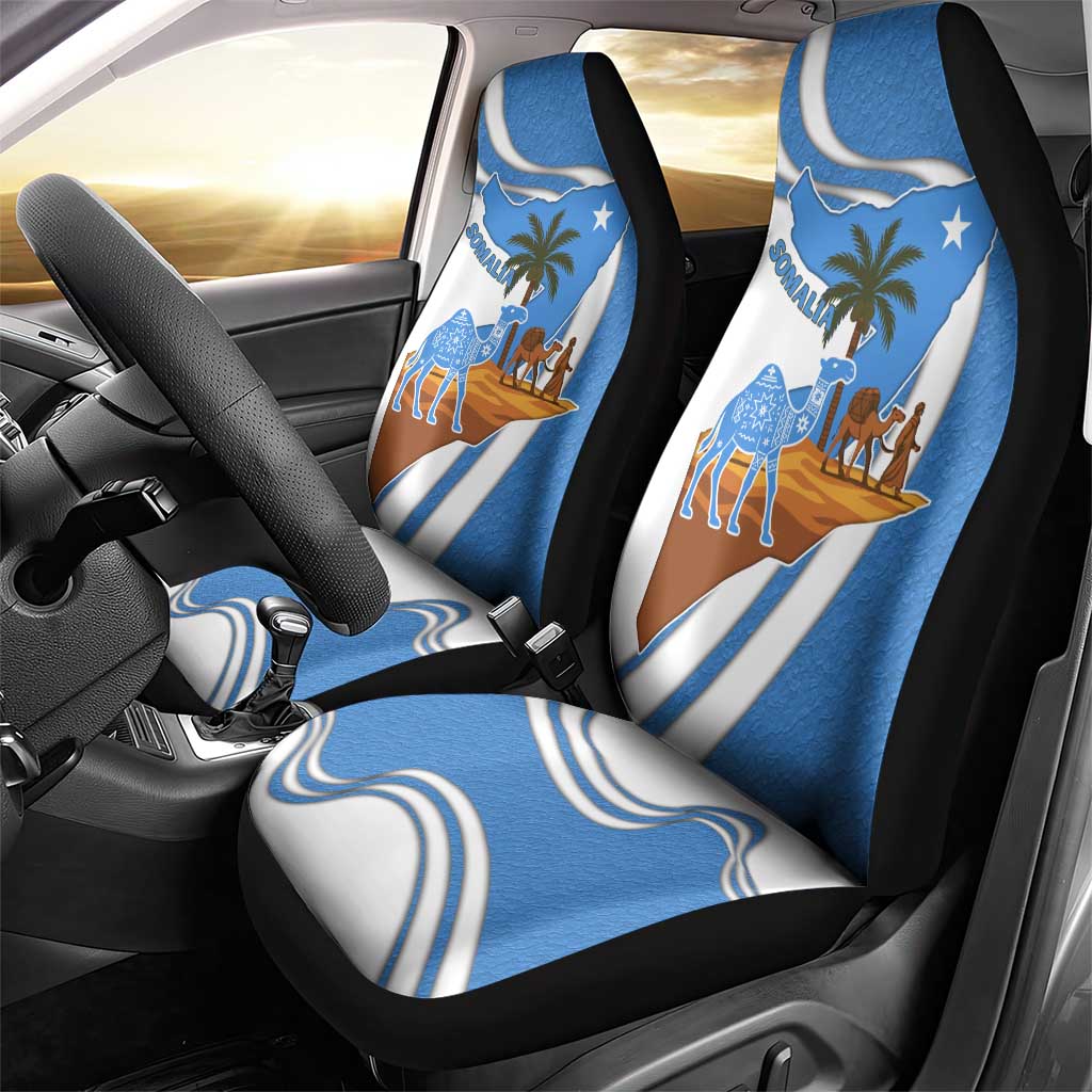 Somalia Car Seat Cover with Camel Desert Map Palm Tree Heritage Spirit