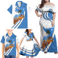 Somalia Family Matching Off Shoulder Maxi Dress and Hawaiian Shirt with Camel Desert Map Palm Tree Heritage Spirit