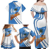 Somalia Family Matching Off Shoulder Maxi Dress and Hawaiian Shirt with Camel Desert Map Palm Tree Heritage Spirit