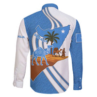 Somalia Family Matching Off Shoulder Maxi Dress and Hawaiian Shirt with Camel Desert Map Palm Tree Heritage Spirit