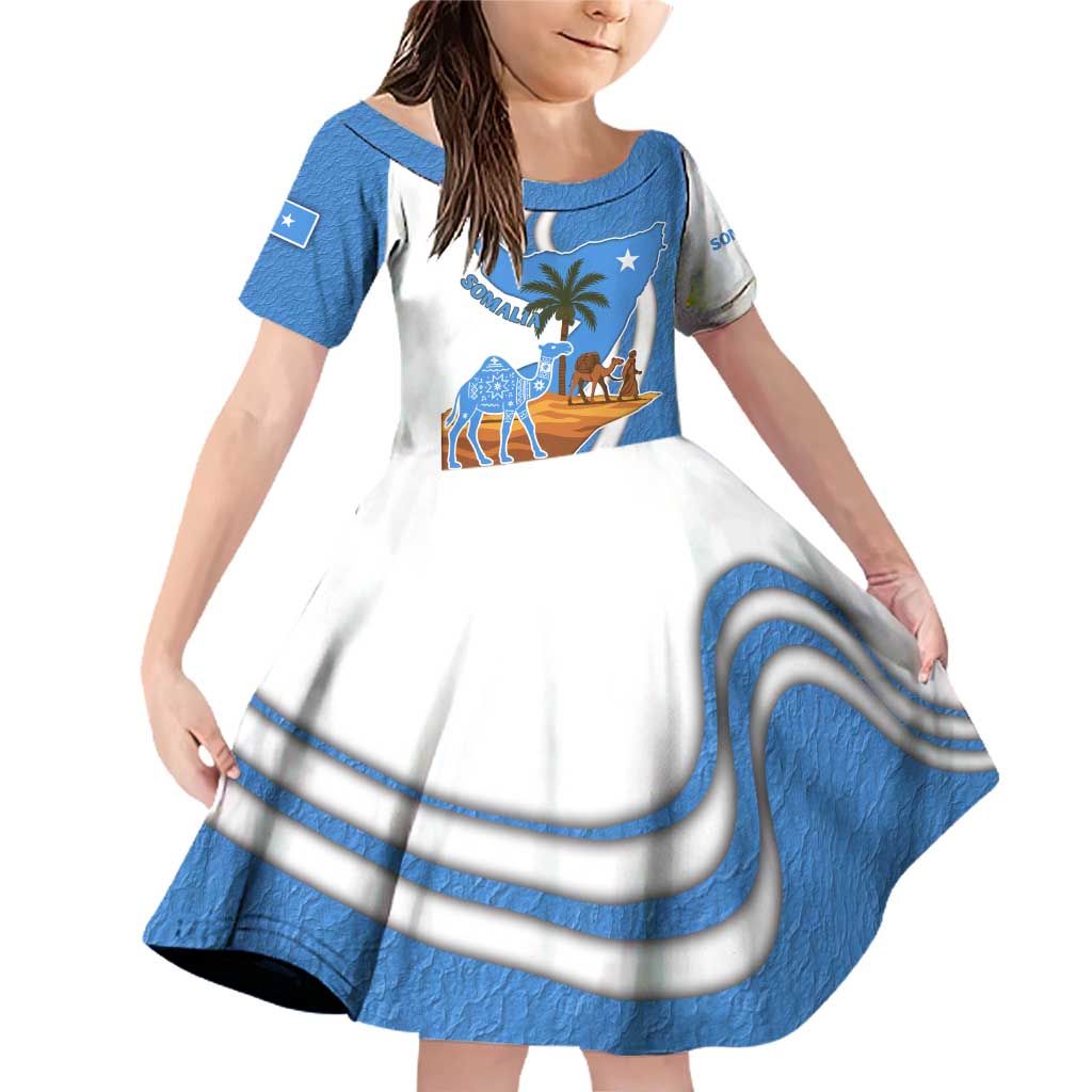 Somalia Family Matching Off Shoulder Short Dress and Hawaiian Shirt with Camel Desert Map Palm Tree Heritage Spirit