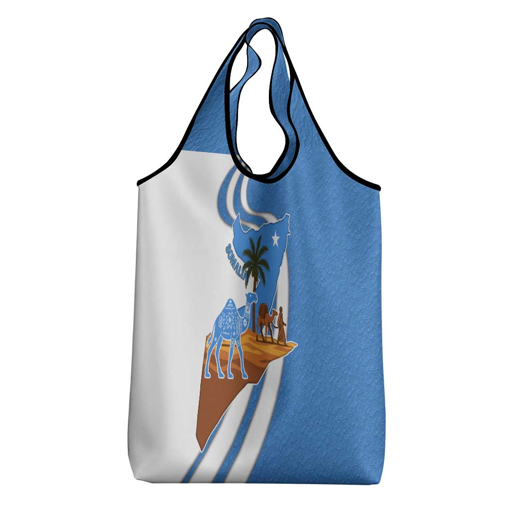Somalia Grocery Bag with Camel Desert Map Palm Tree Heritage Spirit