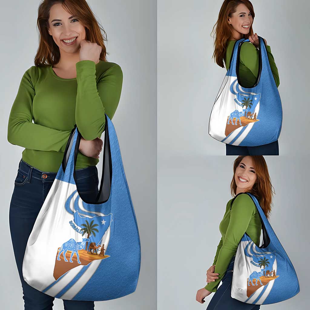 Somalia Grocery Bag with Camel Desert Map Palm Tree Heritage Spirit
