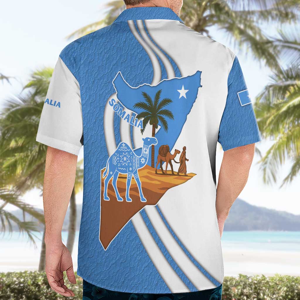 Somalia Hawaiian Shirt with Camel Desert Map Palm Tree Heritage Spirit