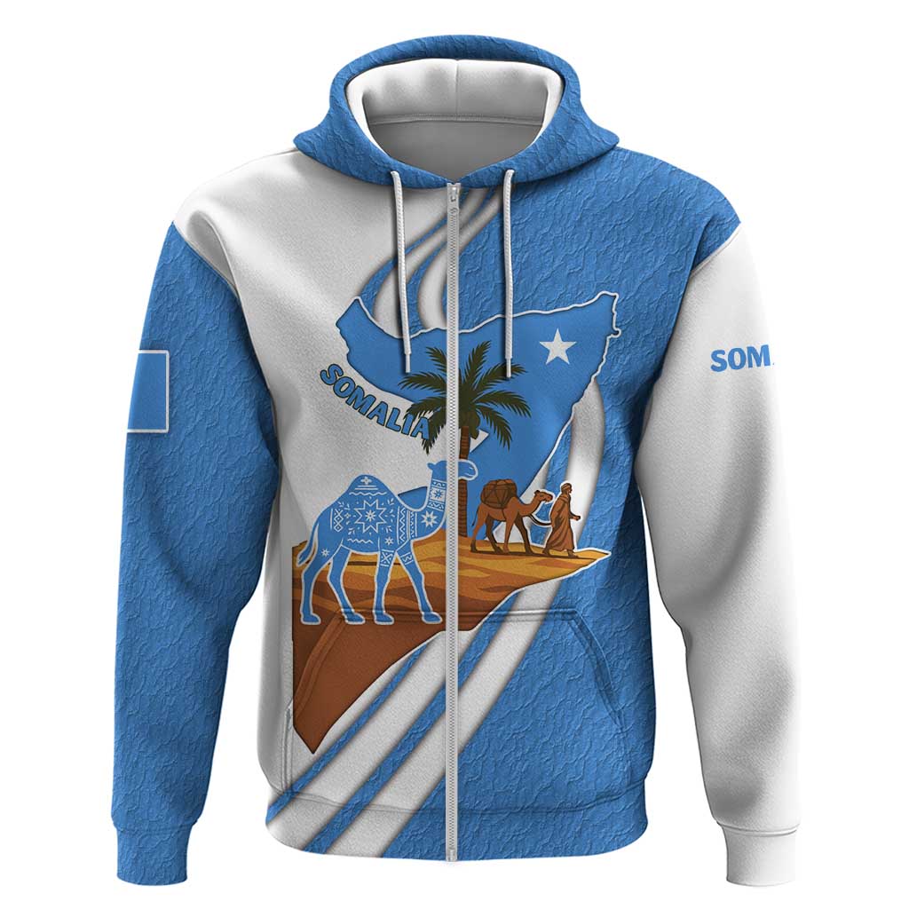 Somalia Hoodie with Camel Desert Map Palm Tree Heritage Spirit