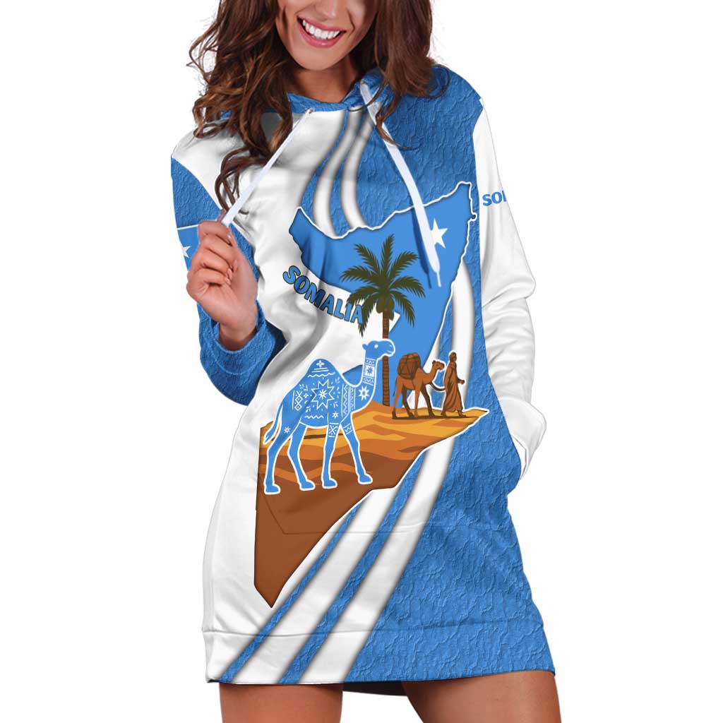 Somalia Hoodie Dress with Camel Desert Map Palm Tree Heritage Spirit