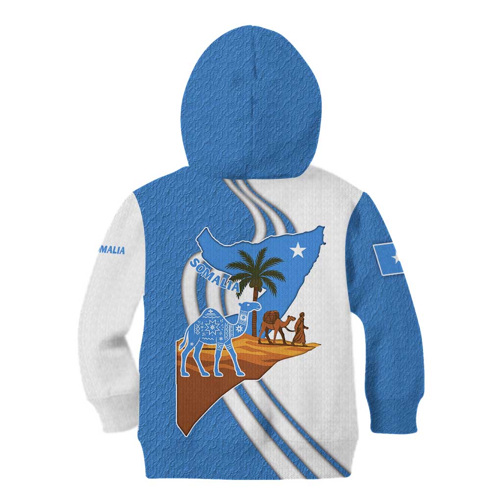 Somalia Kid Hoodie with Camel Desert Map Palm Tree Heritage Spirit