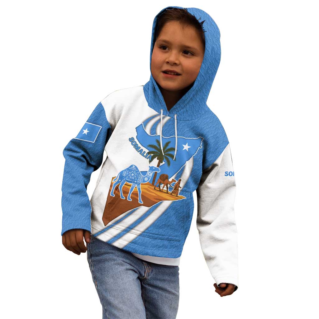 Somalia Kid Hoodie with Camel Desert Map Palm Tree Heritage Spirit