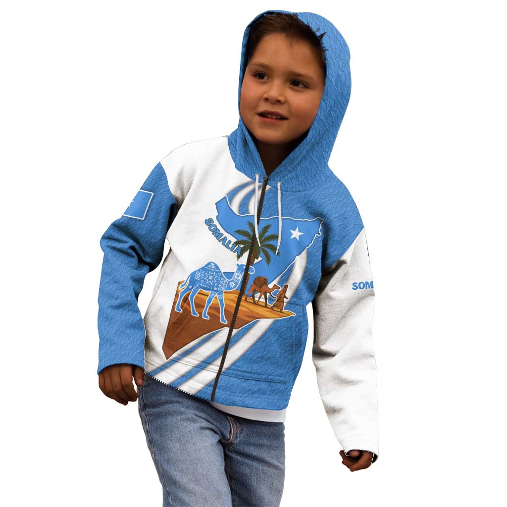 Somalia Kid Hoodie with Camel Desert Map Palm Tree Heritage Spirit