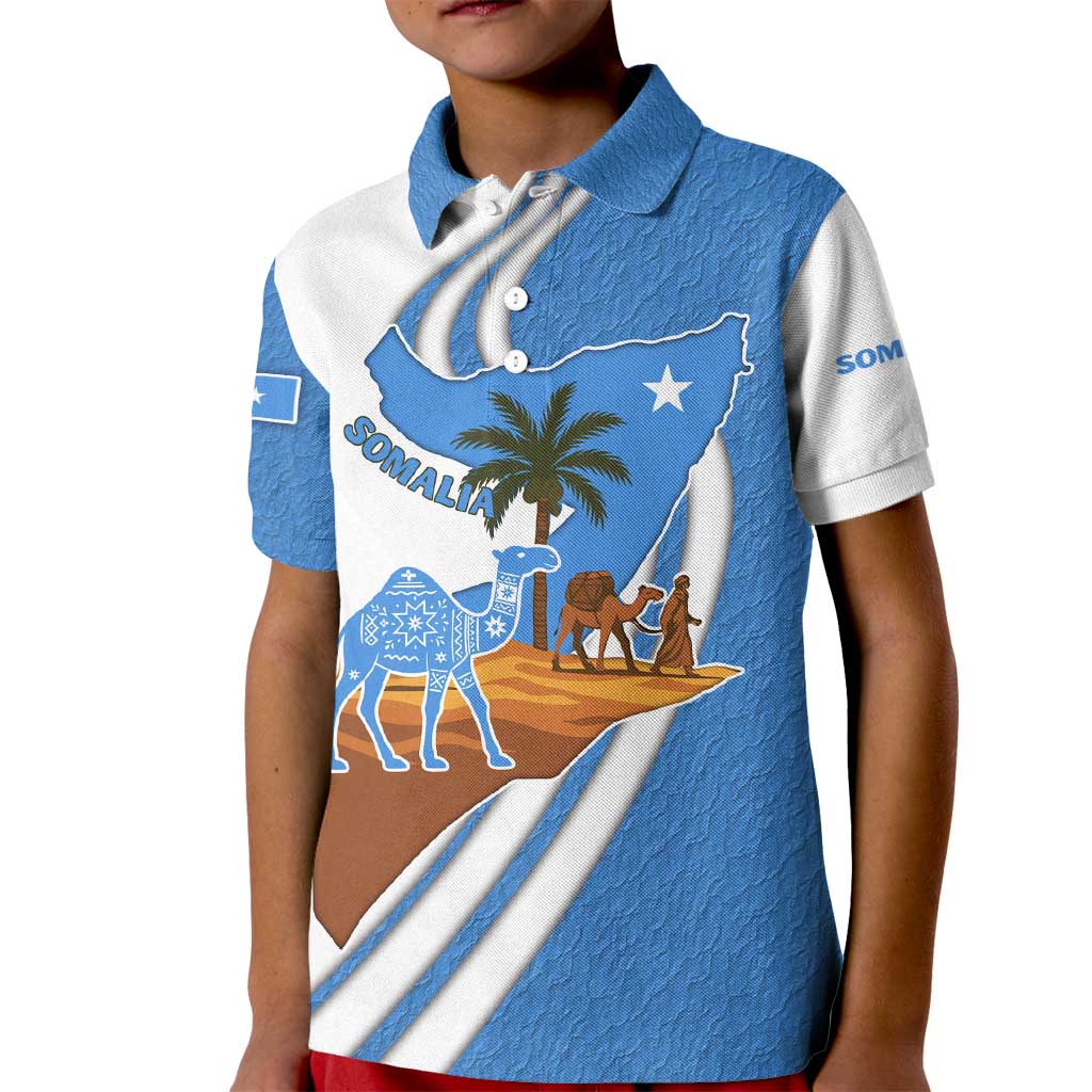 Somalia Kid Polo Shirt with Camel Desert Map Palm Tree Heritage Spirit
