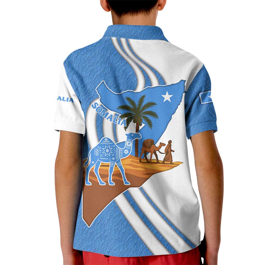 Somalia Kid Polo Shirt with Camel Desert Map Palm Tree Heritage Spirit