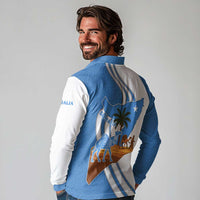 Somalia Long Sleeve Polo Shirt with Camel Desert Map Palm Tree Heritage Spirit