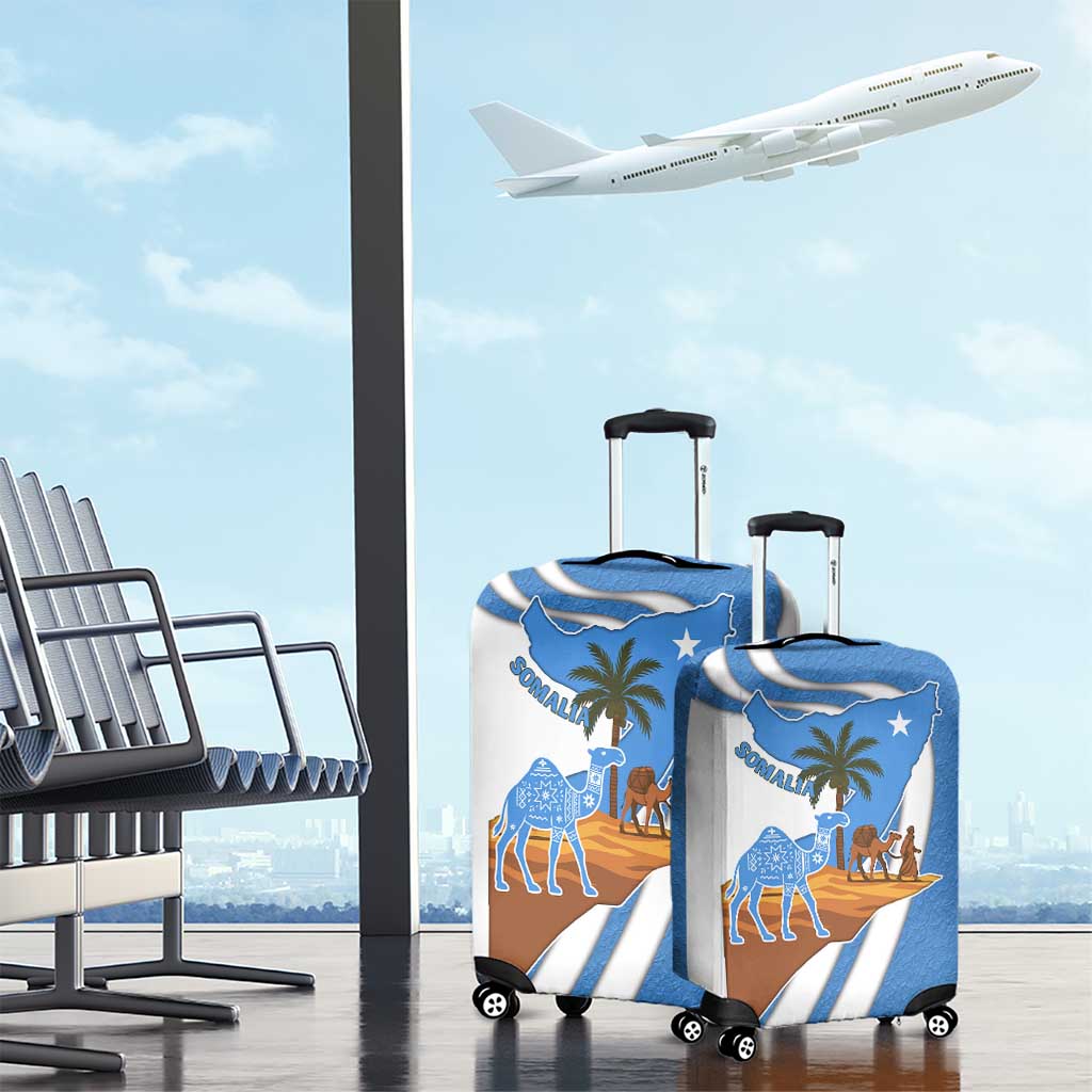 Somalia Luggage Cover with Camel Desert Map Palm Tree Heritage Spirit