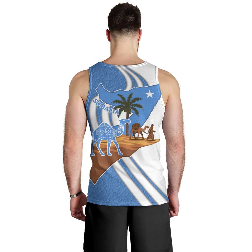 Somalia Men Tank Top with Camel Desert Map Palm Tree Heritage Spirit