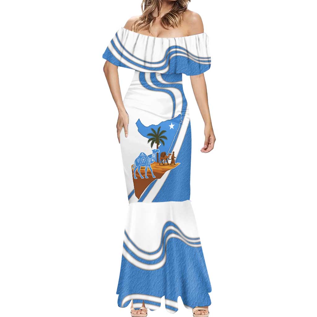 Somalia Mermaid Dress with Camel Desert Map Palm Tree Heritage Spirit