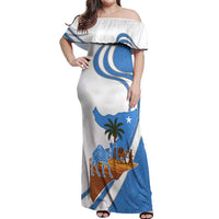 Somalia Off Shoulder Maxi Dress with Camel Desert Map Palm Tree Heritage Spirit