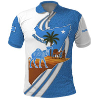 Somalia Polo Shirt with Camel Desert Map Palm Tree Heritage Spirit