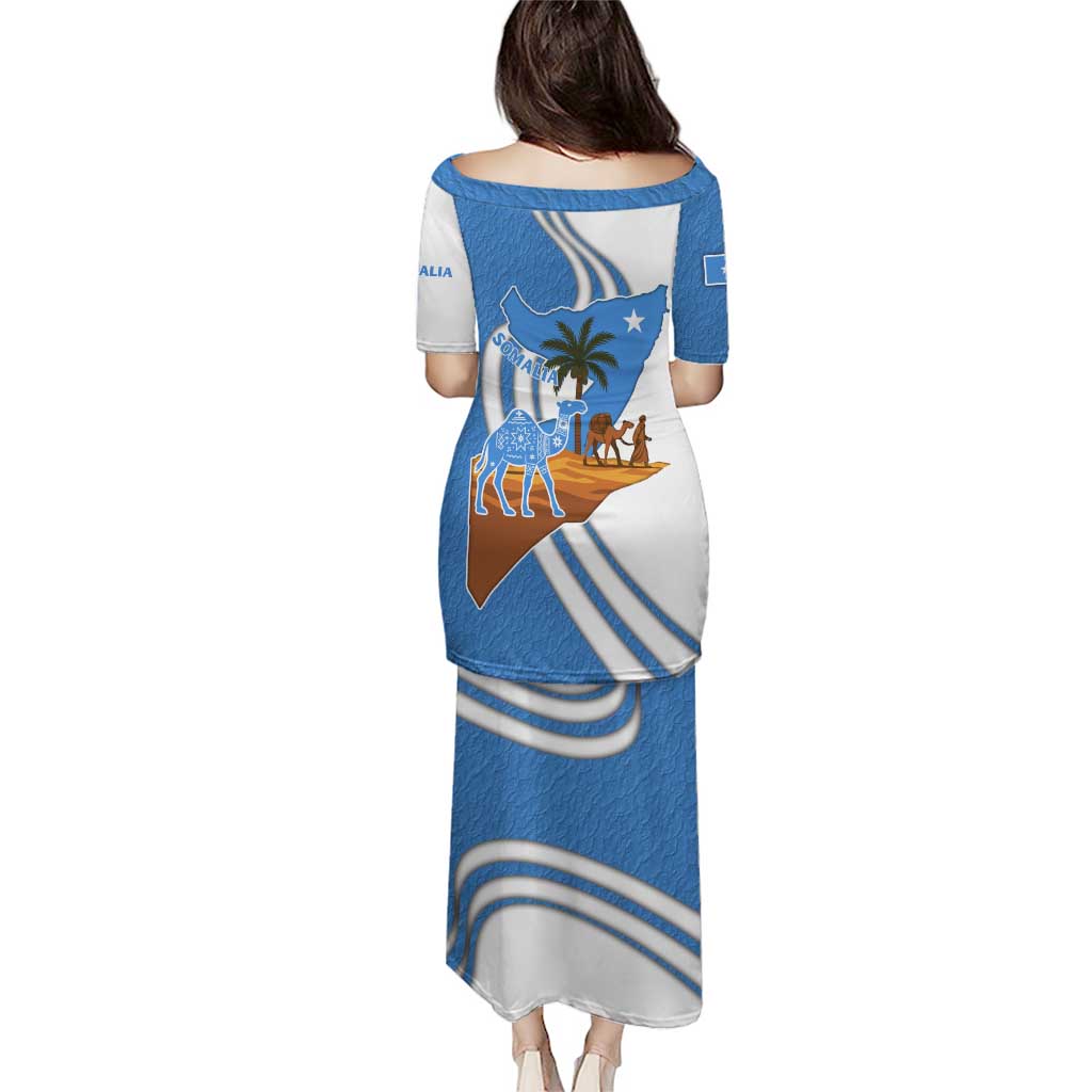 Somalia Puletasi with Camel Desert Map Palm Tree Heritage Spirit