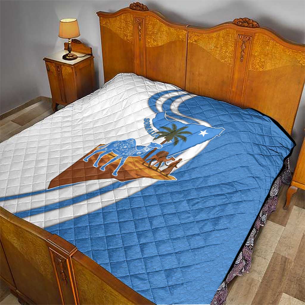 Somalia Quilt with Camel Desert Map Palm Tree Heritage Spirit