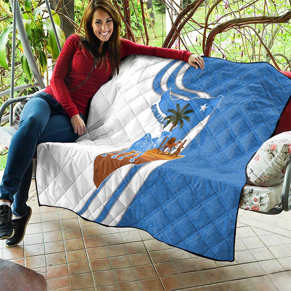 Somalia Quilt with Camel Desert Map Palm Tree Heritage Spirit
