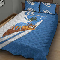 Somalia Quilt Bed Set with Camel Desert Map Palm Tree Heritage Spirit