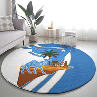 Somalia Round Carpet with Camel Desert Map Palm Tree Heritage Spirit