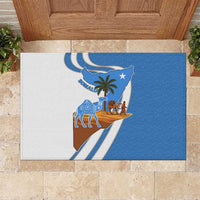 Somalia Rubber Doormat with Camel Desert Map Palm Tree Heritage Spirit