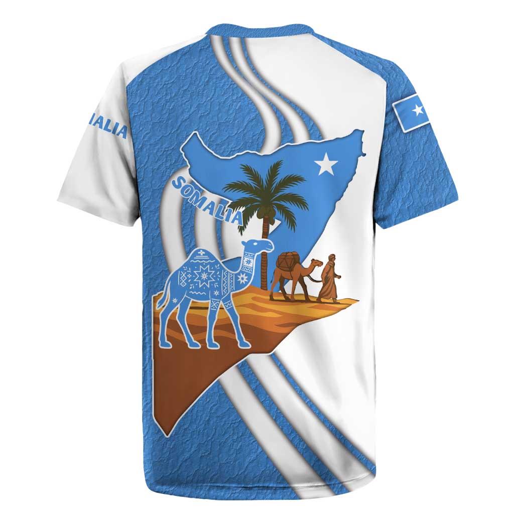Somalia Rugby Jersey with Camel Desert Map Palm Tree Heritage Spirit