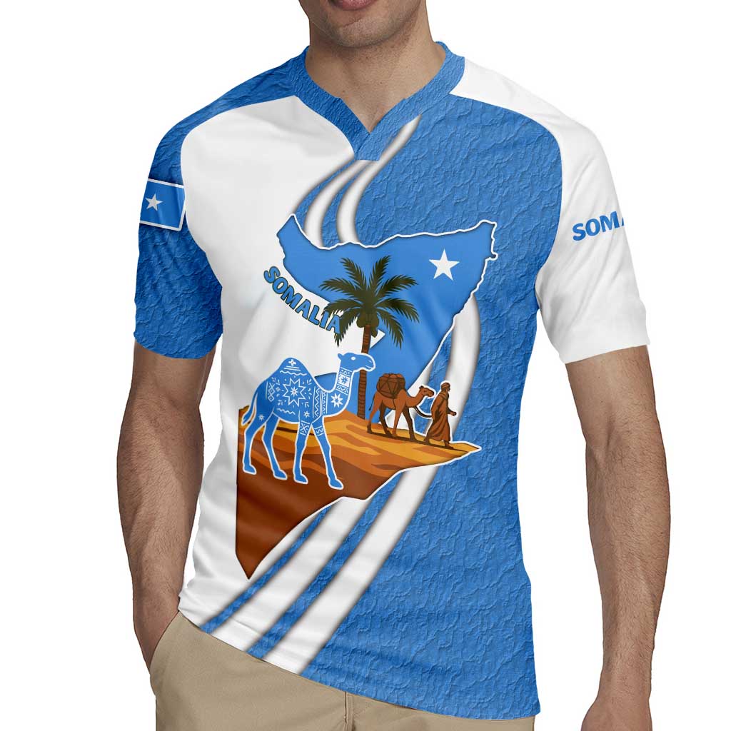 Somalia Rugby Jersey with Camel Desert Map Palm Tree Heritage Spirit