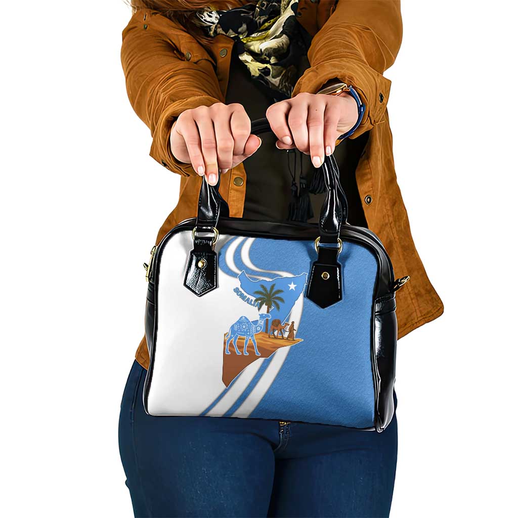 Somalia Shoulder Handbag with Camel Desert Map Palm Tree Heritage Spirit
