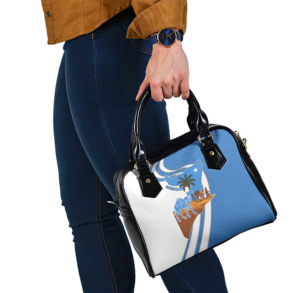 Somalia Shoulder Handbag with Camel Desert Map Palm Tree Heritage Spirit
