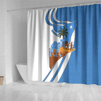 Somalia Shower Curtain with Camel Desert Map Palm Tree Heritage Spirit