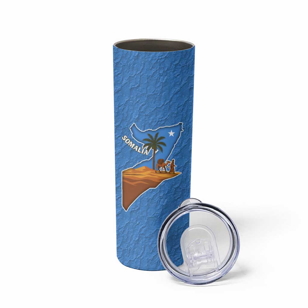 Somalia Skinny Tumbler with Camel Desert Map Palm Tree Heritage Spirit