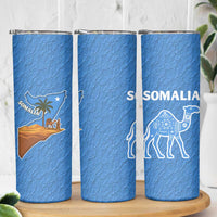 Somalia Skinny Tumbler with Camel Desert Map Palm Tree Heritage Spirit