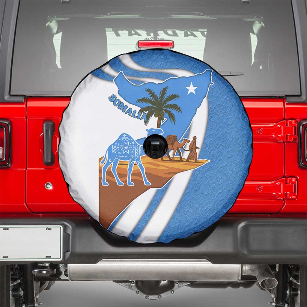 Somalia Spare Tire Cover with Camel Desert Map Palm Tree Heritage Spirit