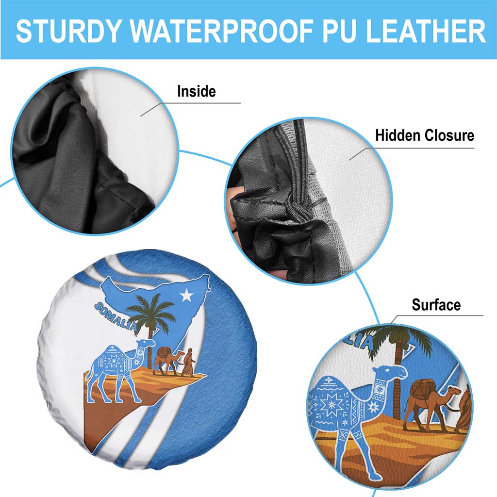 Somalia Spare Tire Cover with Camel Desert Map Palm Tree Heritage Spirit