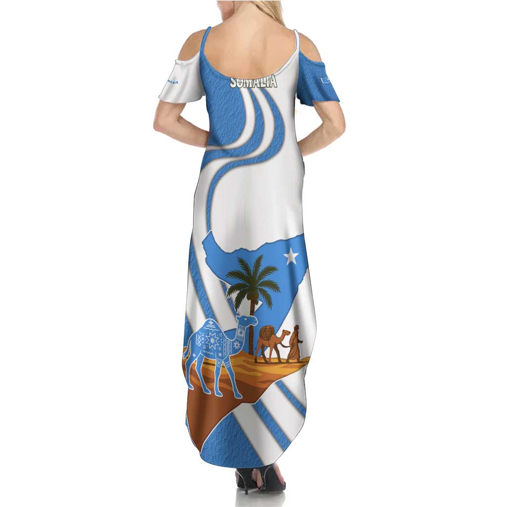 Somalia Summer Maxi Dress with Camel Desert Map Palm Tree Heritage Spirit