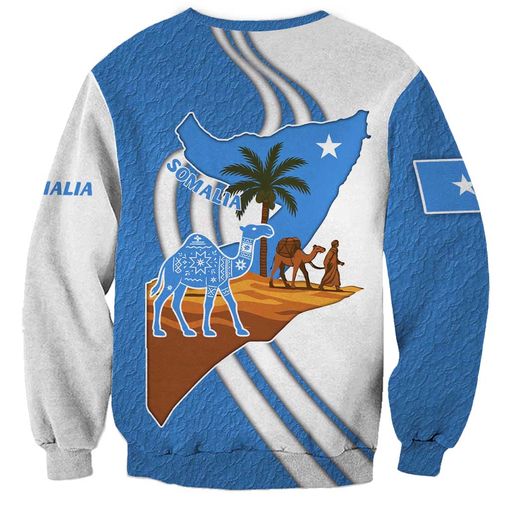 Somalia Sweatshirt with Camel Desert Map Palm Tree Heritage Spirit