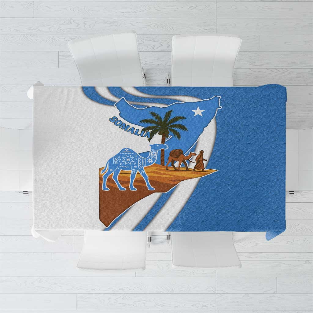 Somalia Tablecloth with Camel Desert Map Palm Tree Heritage Spirit